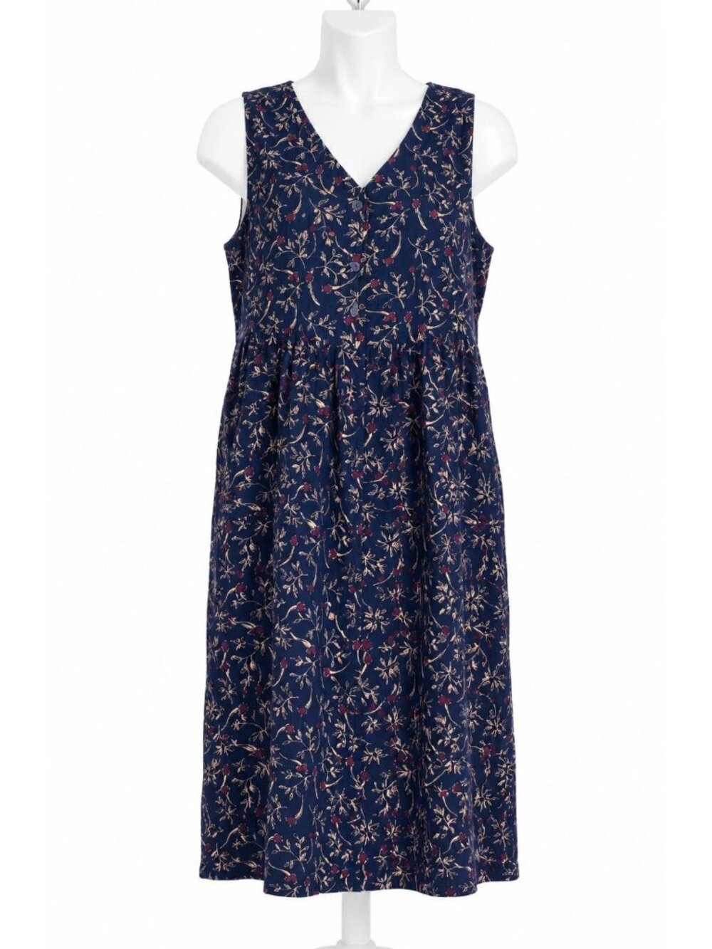 Bobbie Brooks 100% Cotton Floral Maxi Dress Cottagecore Prairie Grannycore Boho